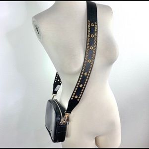 Cream or Black Purse Strap with Gold Grommets